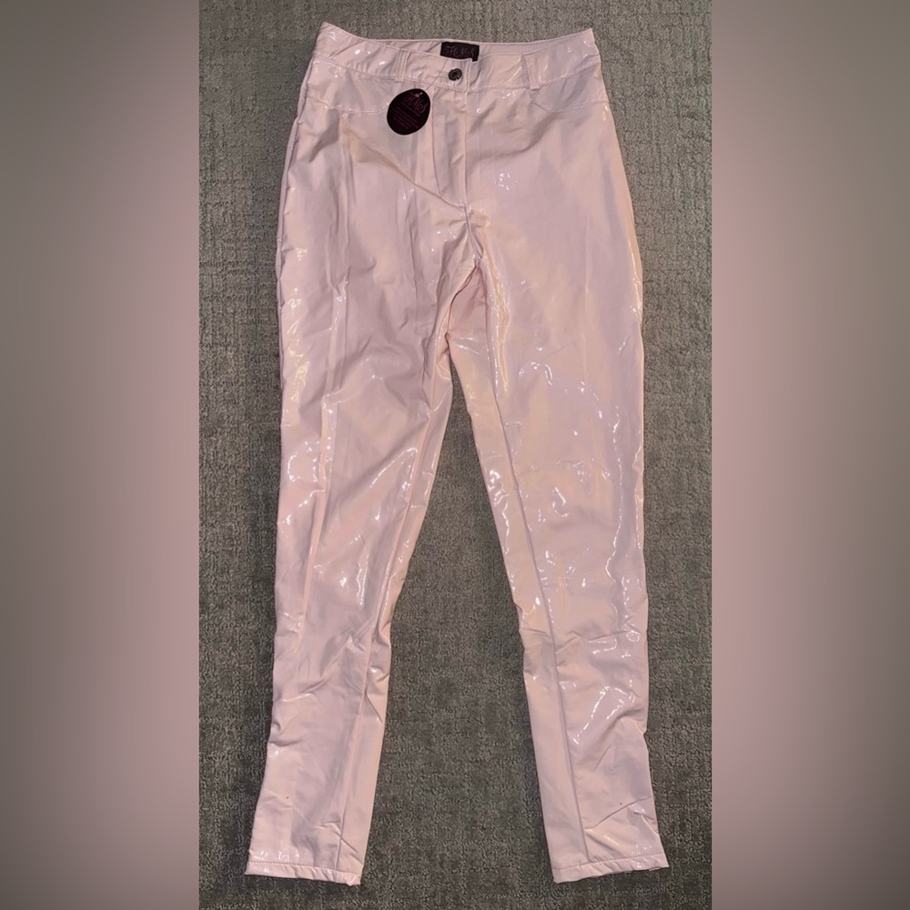 Hot Miami Styles Blush Pink Latex Stretchy High Waist Pants - Medium